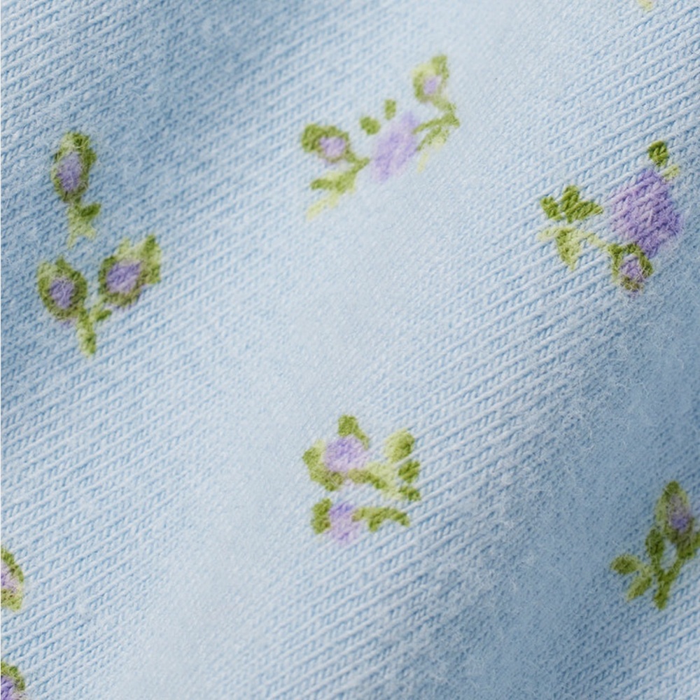NWT SKIMS Cotton Jersey Tube Top Powder Blue Micro Floral Size Medium - Picture 5 of 6